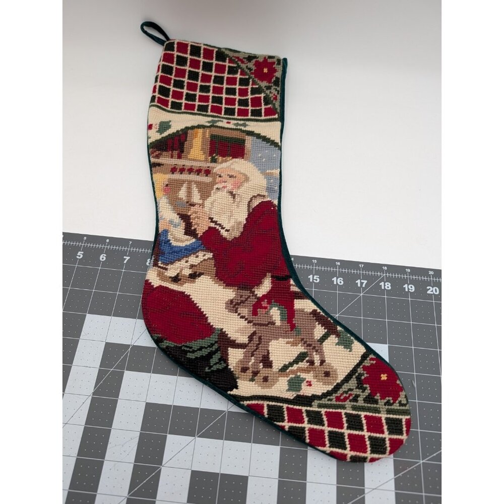 Christmas St Nicholas Santa Claus Stocking Needlepoint‎ 20 Inch